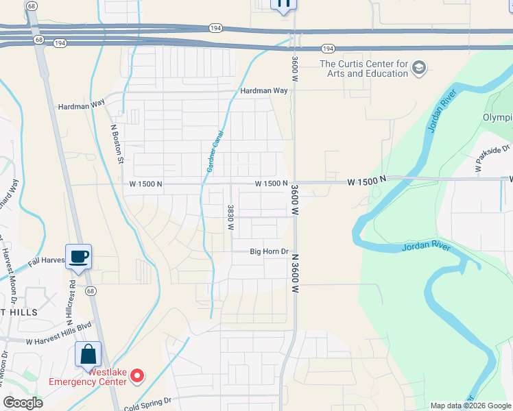 map of restaurants, bars, coffee shops, grocery stores, and more near 3722 West 1440 North in Lehi