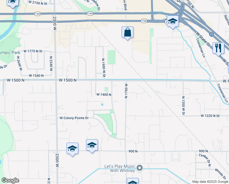 map of restaurants, bars, coffee shops, grocery stores, and more near 1459 North 1800 West in Lehi
