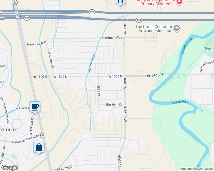 map of restaurants, bars, coffee shops, grocery stores, and more near 3727 West 1530 North in Lehi