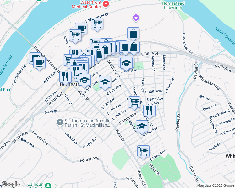 map of restaurants, bars, coffee shops, grocery stores, and more near 313 East 12th Avenue in Homestead