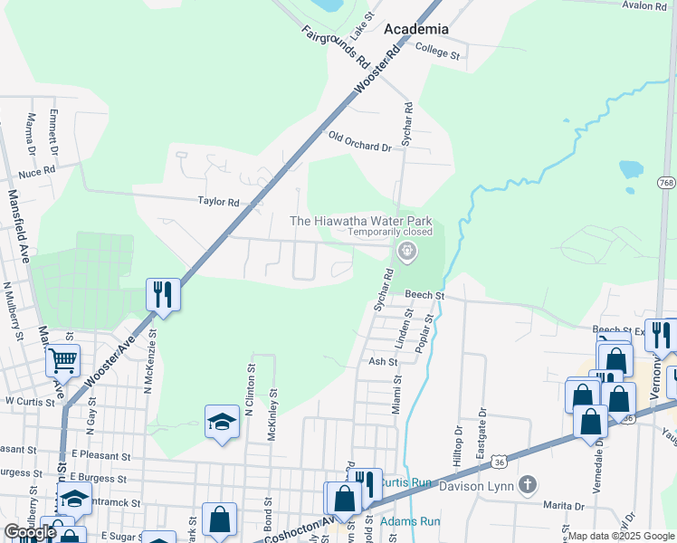 map of restaurants, bars, coffee shops, grocery stores, and more near 100 McGibney Road in Mount Vernon