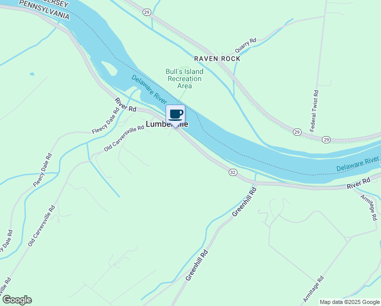 map of restaurants, bars, coffee shops, grocery stores, and more near 3729 River Road in Lumberville