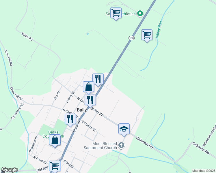 map of restaurants, bars, coffee shops, grocery stores, and more near 15 South 9th Street in Bally