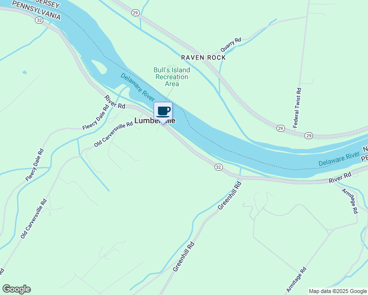 map of restaurants, bars, coffee shops, grocery stores, and more near 3697 River Road in Lumberville