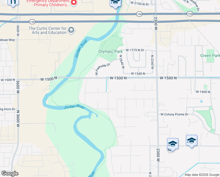 map of restaurants, bars, coffee shops, grocery stores, and more near 2736 West River Park Way in Lehi