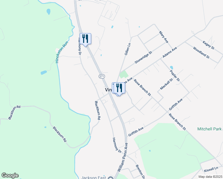 map of restaurants, bars, coffee shops, grocery stores, and more near in Vinco