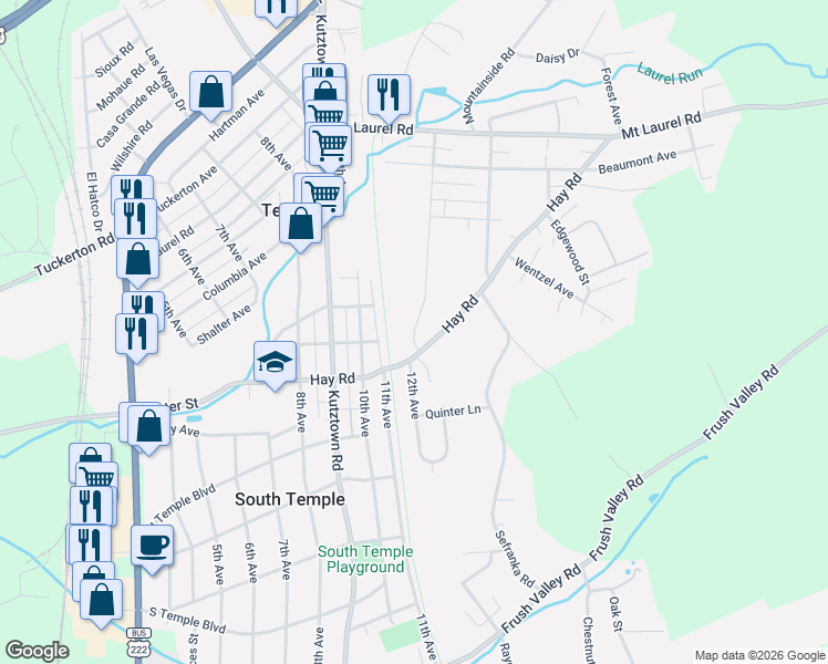 map of restaurants, bars, coffee shops, grocery stores, and more near 1221 Hay Road in Temple