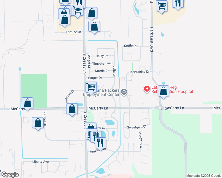 map of restaurants, bars, coffee shops, grocery stores, and more near 1023 Julia Lane in Lafayette