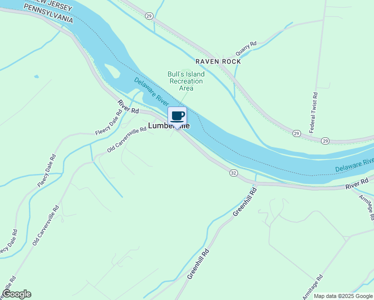 map of restaurants, bars, coffee shops, grocery stores, and more near 3729 River Road in Lumberville