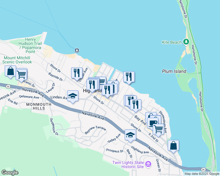 map of restaurants, bars, coffee shops, grocery stores, and more near 11 Cheerful Place in Highlands