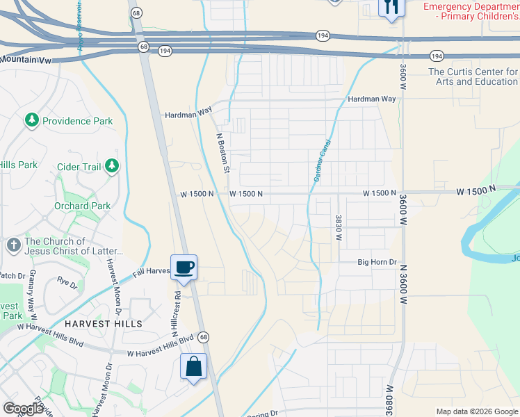 map of restaurants, bars, coffee shops, grocery stores, and more near 1453 Linen Way in Lehi