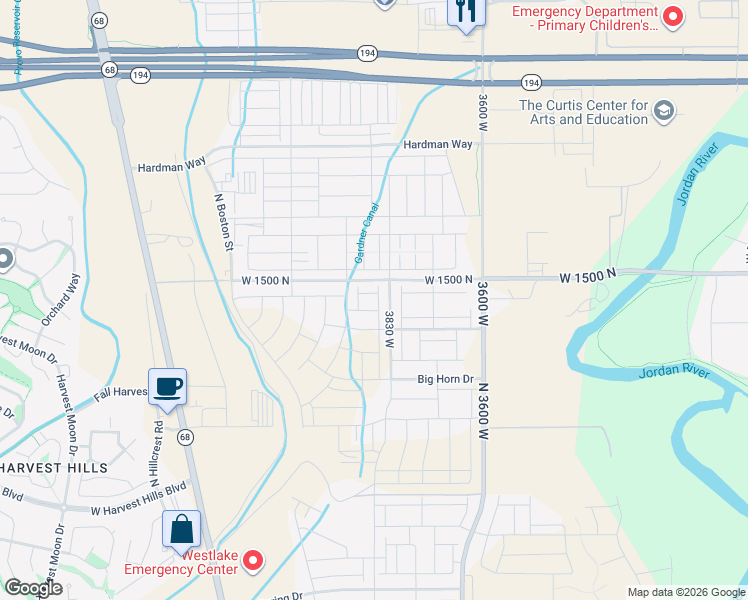 map of restaurants, bars, coffee shops, grocery stores, and more near 1467 North 3860 West in Lehi