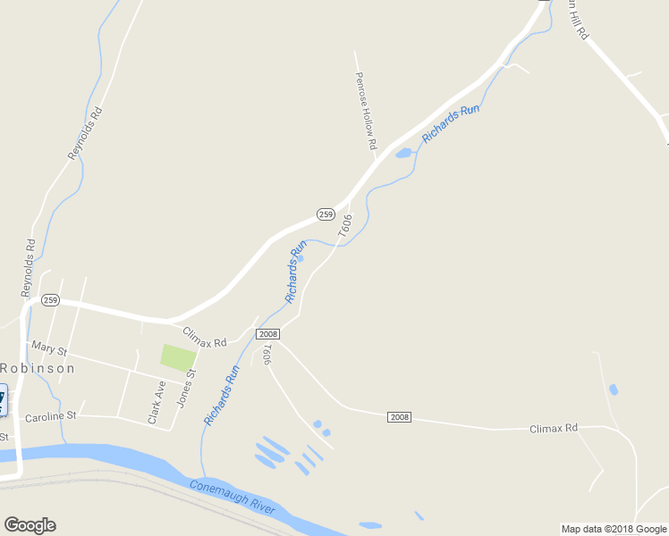 map of restaurants, bars, coffee shops, grocery stores, and more near 257 Jericho Road in Robinson