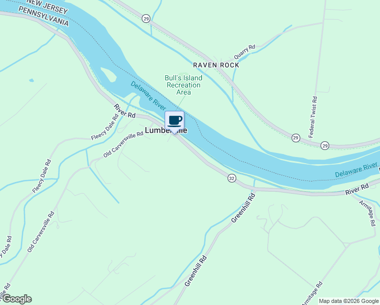 map of restaurants, bars, coffee shops, grocery stores, and more near 3729 River Road in Lumberville