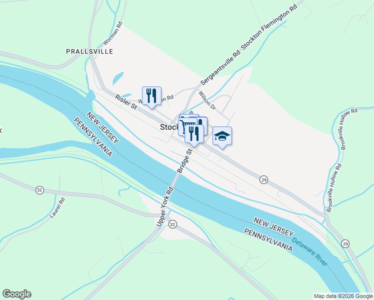 map of restaurants, bars, coffee shops, grocery stores, and more near 14 Bridge Street in Stockton