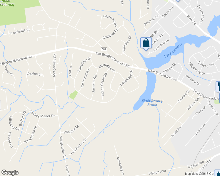 map of restaurants, bars, coffee shops, grocery stores, and more near 9 Honeysuckle Lane in Matawan