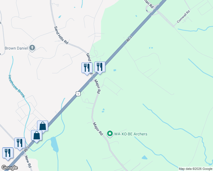map of restaurants, bars, coffee shops, grocery stores, and more near 5 Major Road in South Brunswick Township