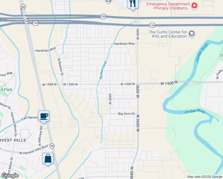 map of restaurants, bars, coffee shops, grocery stores, and more near 1476 North 3830 West in Lehi