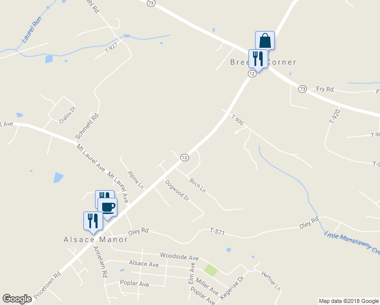 map of restaurants, bars, coffee shops, grocery stores, and more near 3402 Pricetown Road in Fleetwood