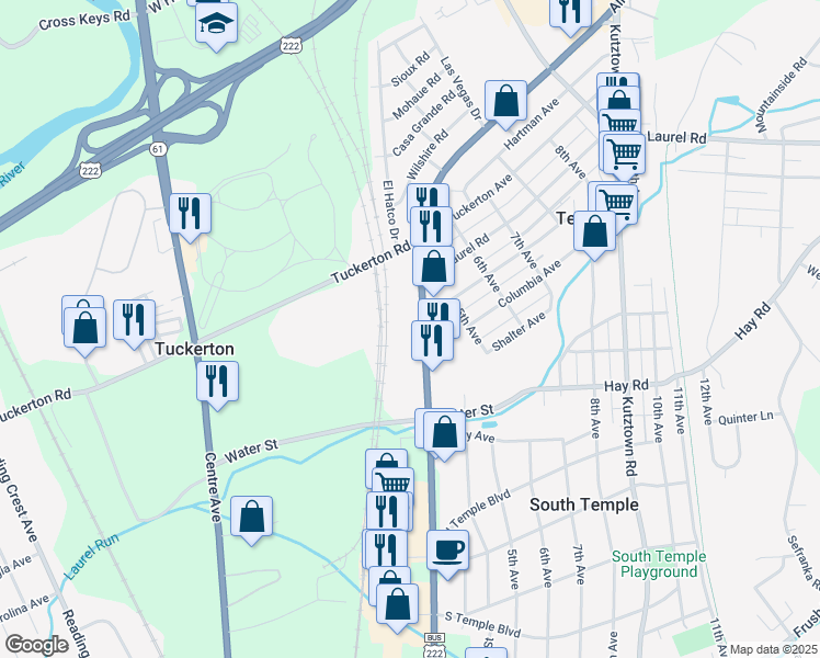 map of restaurants, bars, coffee shops, grocery stores, and more near 4800 North 5th Street Highway in Temple