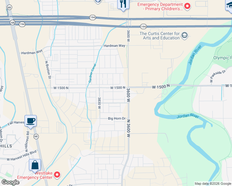 map of restaurants, bars, coffee shops, grocery stores, and more near 3727 West 1530 North in Lehi