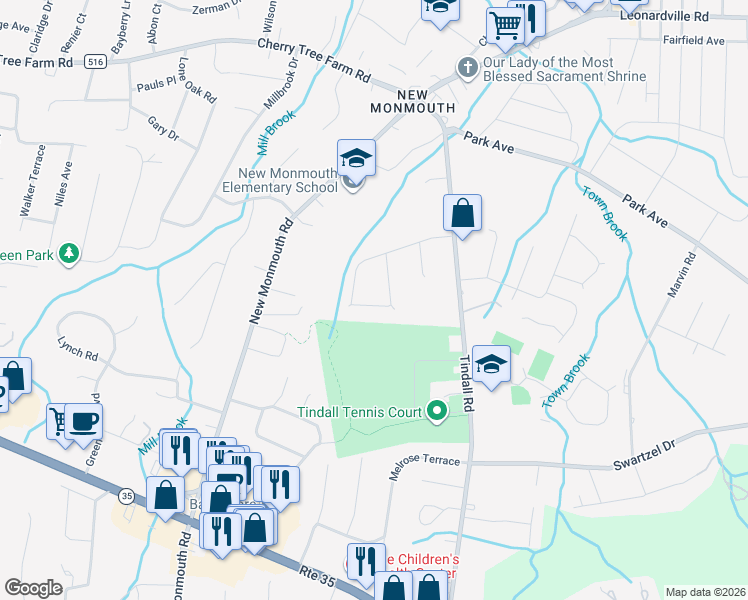 map of restaurants, bars, coffee shops, grocery stores, and more near 50 Carol Road in Middletown Township