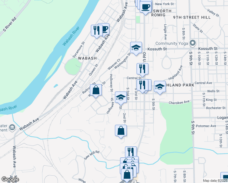 map of restaurants, bars, coffee shops, grocery stores, and more near 1126 Joseph Street in Lafayette