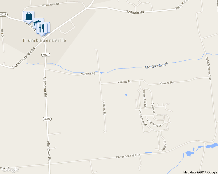 map of restaurants, bars, coffee shops, grocery stores, and more near 372 Yankee Rd in Quakertown