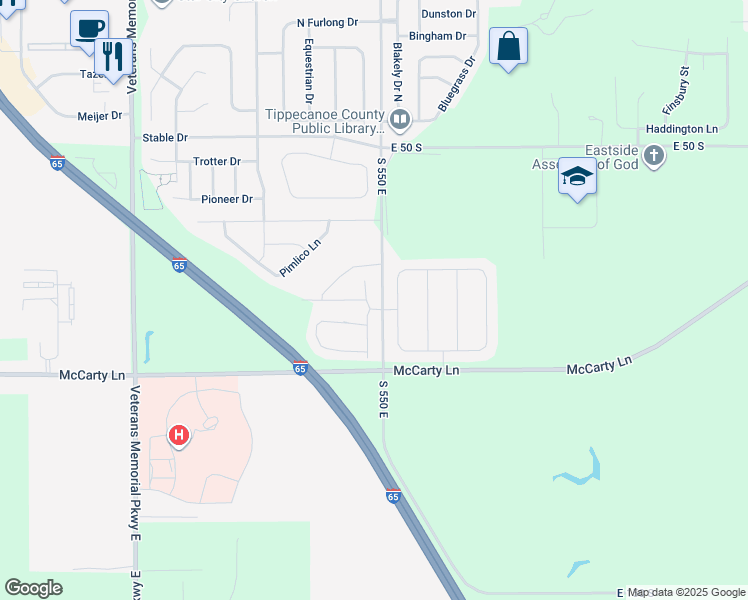 map of restaurants, bars, coffee shops, grocery stores, and more near 5490 Thornapple Lane in Lafayette