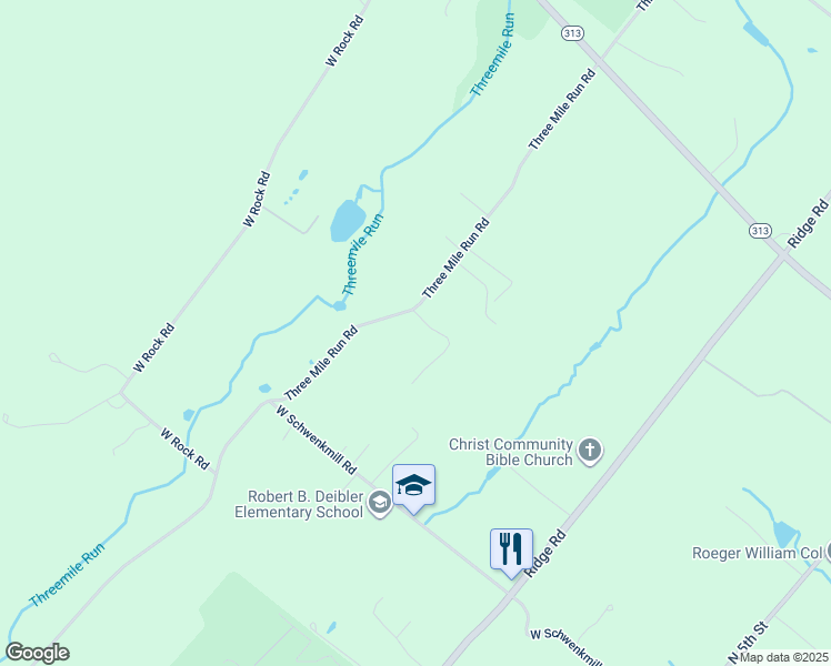 map of restaurants, bars, coffee shops, grocery stores, and more near 1835 3 Mile Run Rd in Perkasie