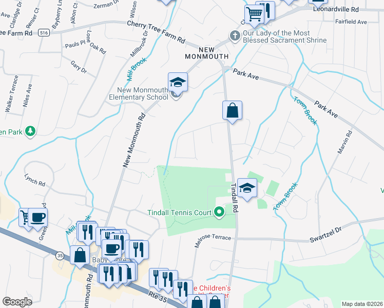map of restaurants, bars, coffee shops, grocery stores, and more near 50 Carol Road in Monmouth County