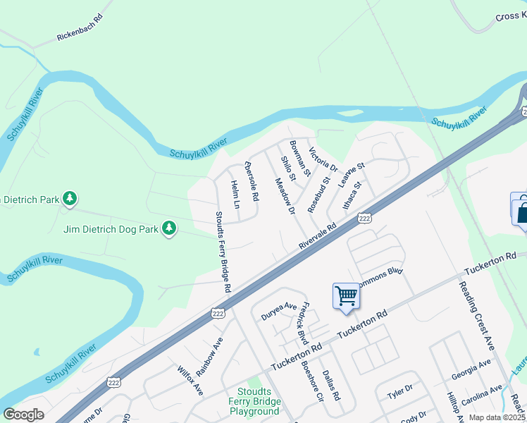 map of restaurants, bars, coffee shops, grocery stores, and more near 646 Ebersole Road in Reading