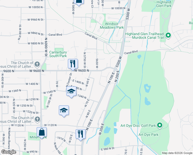 map of restaurants, bars, coffee shops, grocery stores, and more near 1468 N 70 E in American Fork