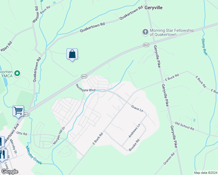 map of restaurants, bars, coffee shops, grocery stores, and more near 3003 Cloverdale Avenue in Pennsburg