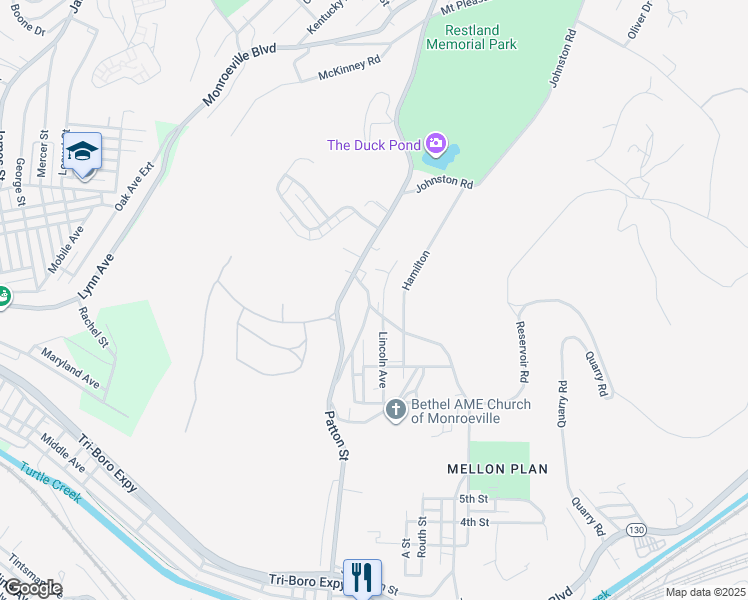 map of restaurants, bars, coffee shops, grocery stores, and more near 764 Old Thomas Street in Monroeville