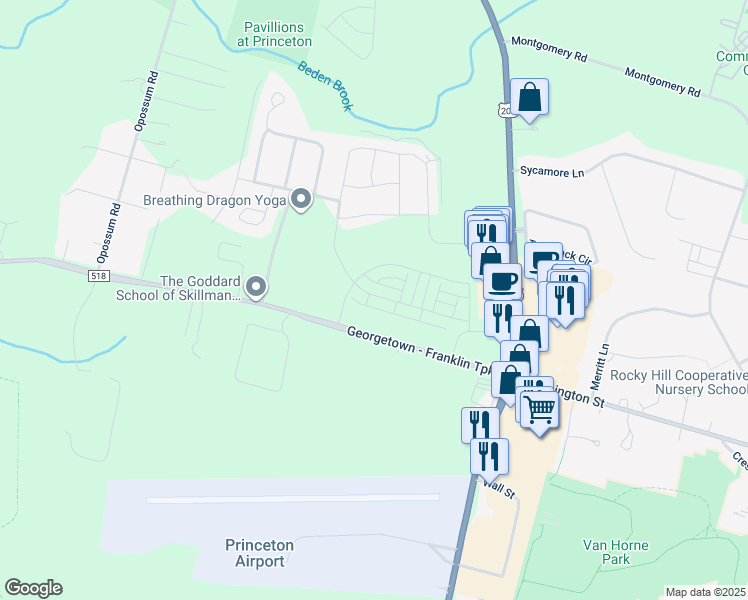 map of restaurants, bars, coffee shops, grocery stores, and more near 17 East Hartwick Drive in Montgomery