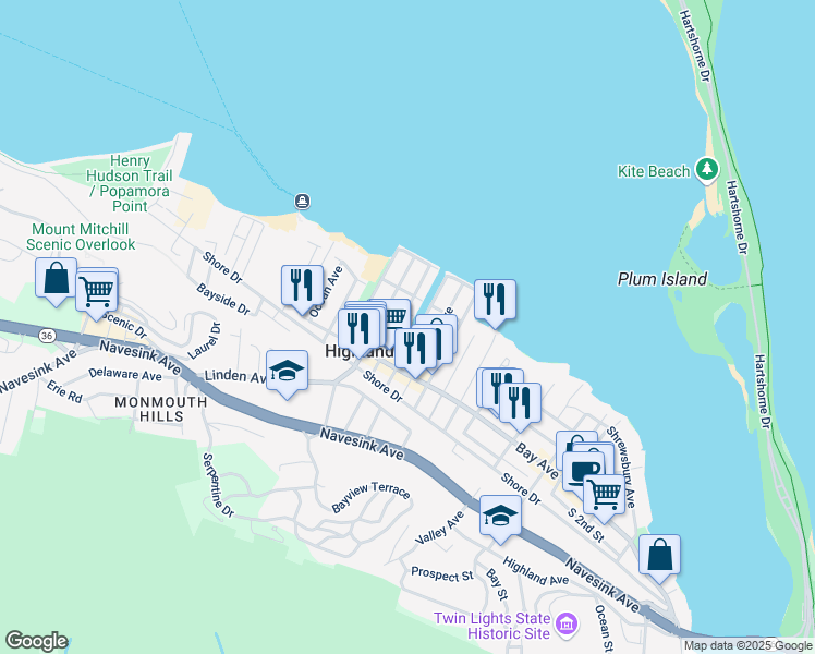 map of restaurants, bars, coffee shops, grocery stores, and more near 11 Cheerful Place in Highlands