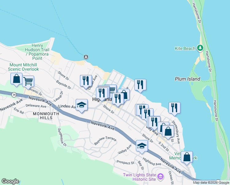 map of restaurants, bars, coffee shops, grocery stores, and more near 11 Cheerful Place in Highlands