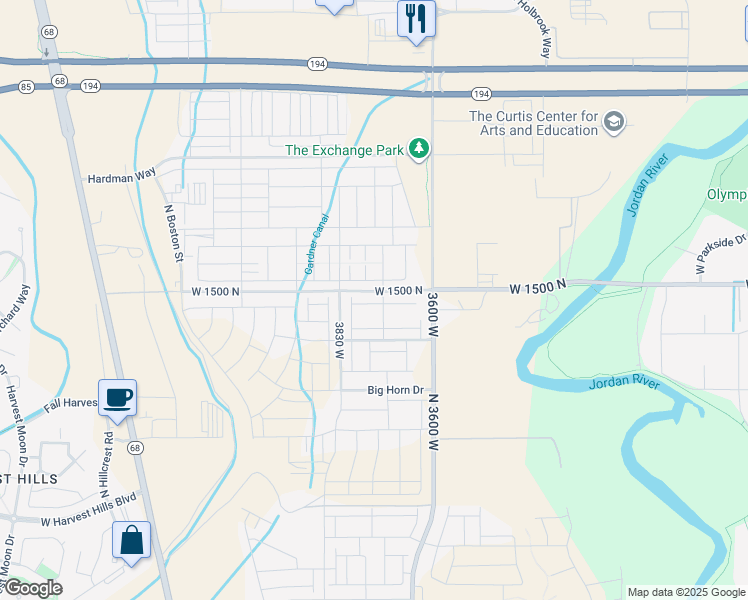 map of restaurants, bars, coffee shops, grocery stores, and more near 3717 West 1500 North in Lehi