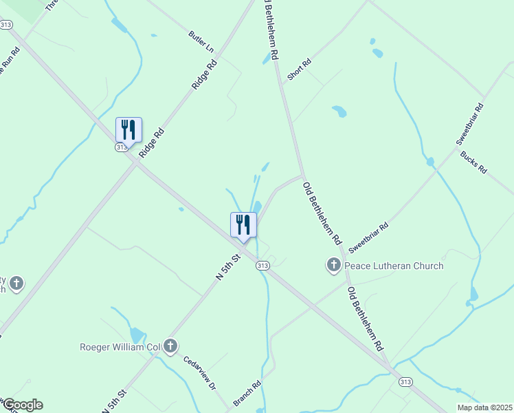 map of restaurants, bars, coffee shops, grocery stores, and more near 2340 North 5th Street in Perkasie