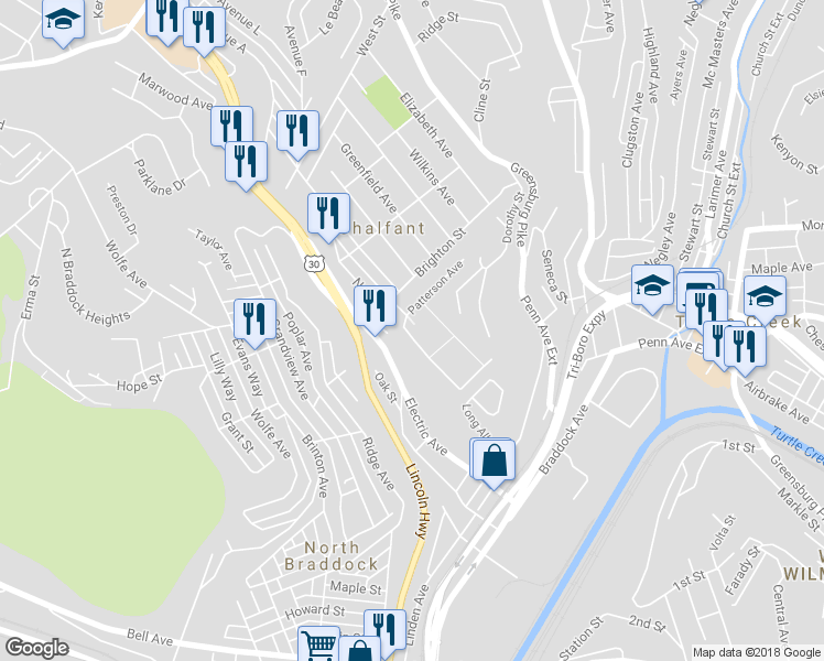 map of restaurants, bars, coffee shops, grocery stores, and more near 146 Quarry Street in East Pittsburgh