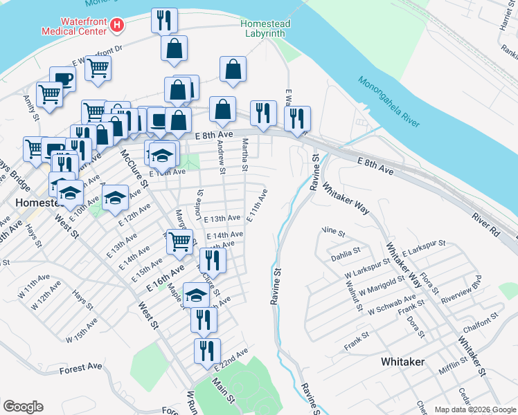 map of restaurants, bars, coffee shops, grocery stores, and more near 861 East 11th Avenue in Homestead