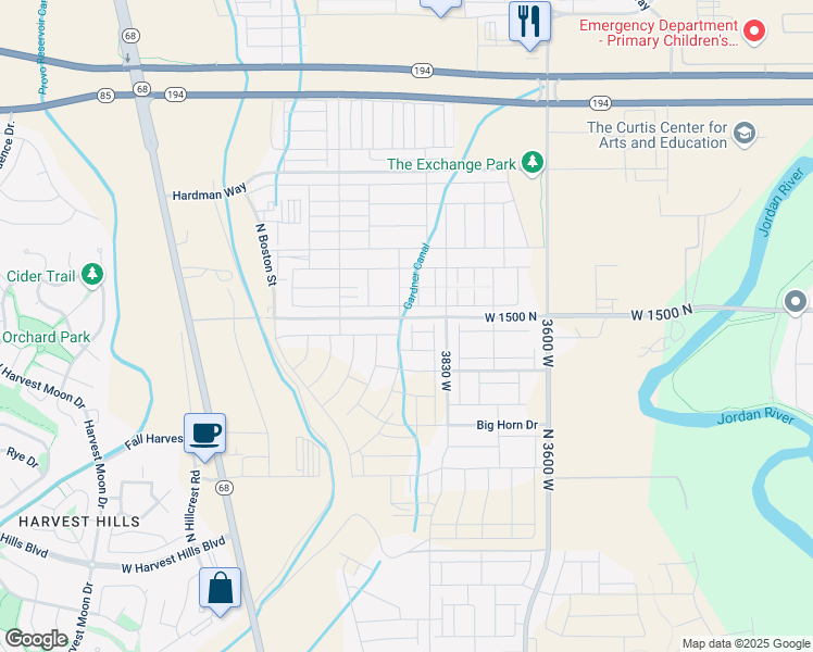 map of restaurants, bars, coffee shops, grocery stores, and more near 9320 North 10400 West in Lehi