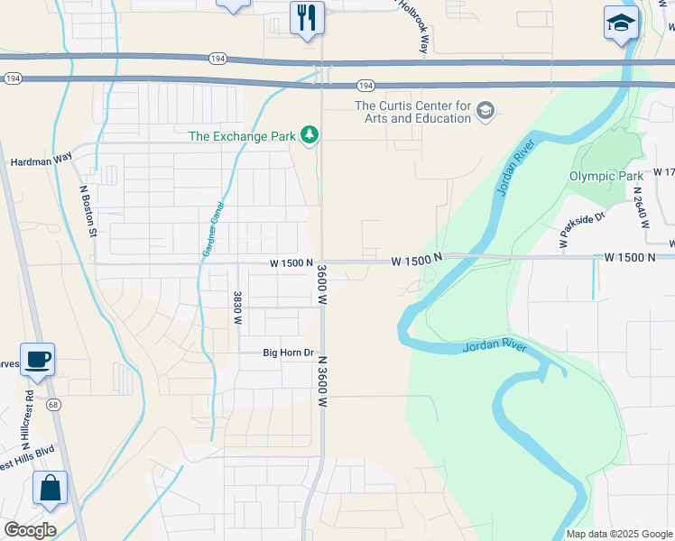 map of restaurants, bars, coffee shops, grocery stores, and more near 1854 North 3600 West in Lehi