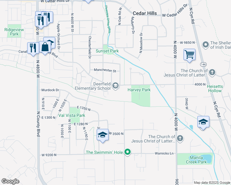 map of restaurants, bars, coffee shops, grocery stores, and more near 4353 West Harvey Boulevard in Pleasant Grove