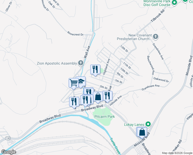 map of restaurants, bars, coffee shops, grocery stores, and more near in Pitcairn