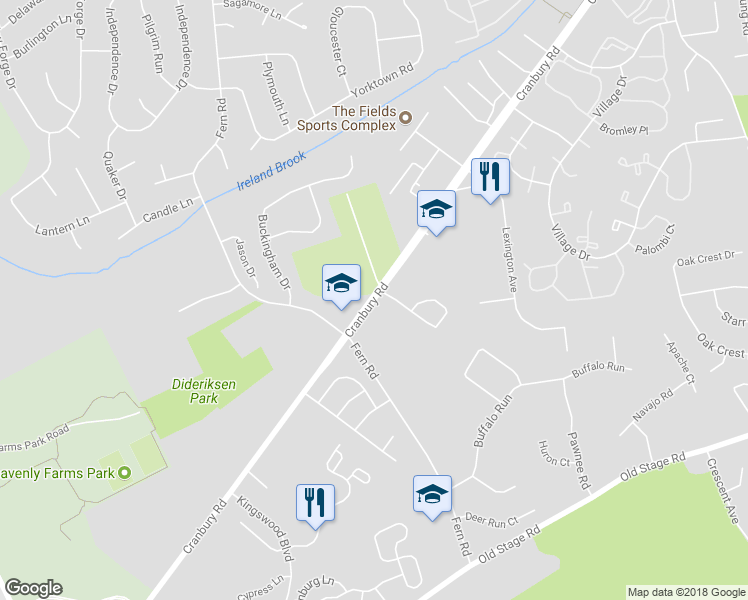 map of restaurants, bars, coffee shops, grocery stores, and more near 624 Cranbury Road in East Brunswick
