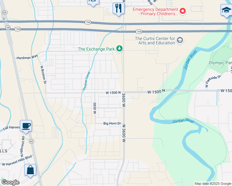 map of restaurants, bars, coffee shops, grocery stores, and more near 1472 North 3600 West in Lehi
