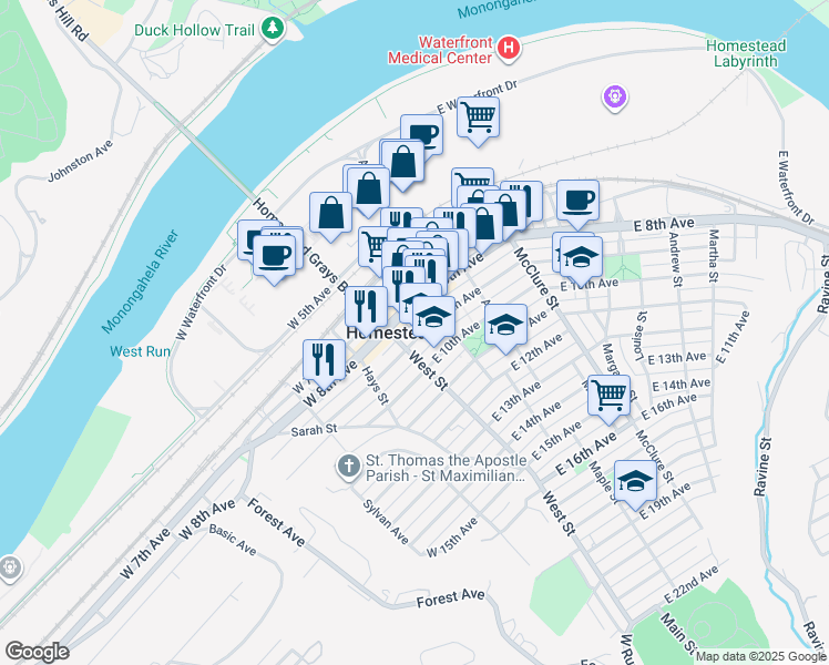 map of restaurants, bars, coffee shops, grocery stores, and more near 104 East 9th Avenue in Homestead
