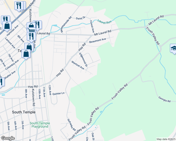 map of restaurants, bars, coffee shops, grocery stores, and more near 412 Edgewood Avenue in Temple
